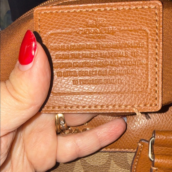 Coach Bennett Tan and Brown Signature Satchel - Picture 11 of 16